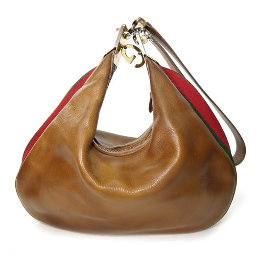 OLD Gucci 2パターン サイドシェリーショルダー（茶）