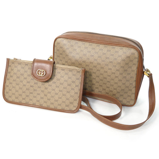 OLD Gucci マイクロGGポーチ付きショルダー（茶）