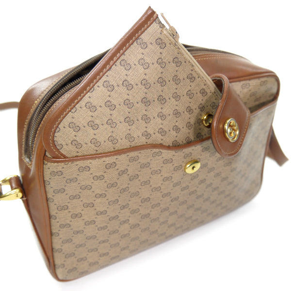 OLD Gucci マイクロGGポーチ付きショルダー（茶）