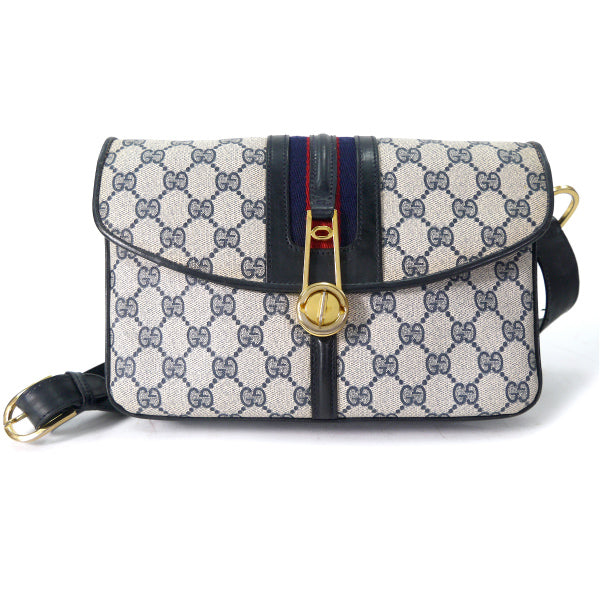 OLD Gucci レア！ロック金具シェリーショルダー（青）