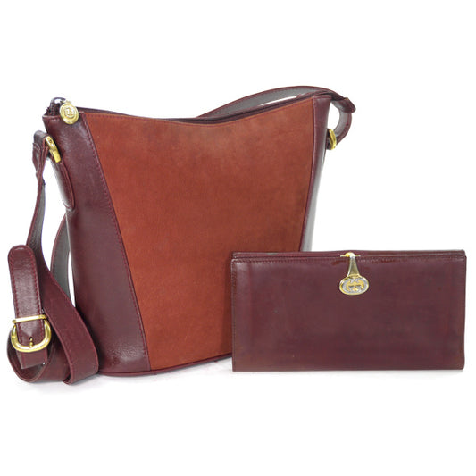 OLD Gucci　バケツ型ショルダー&長財布セット（ボルドー）