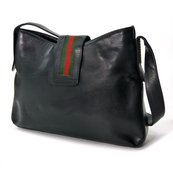 OLD Gucci　総革シェリー×G金具セミショルダー（黒）