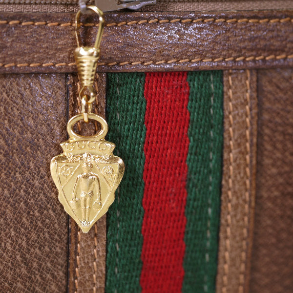 OLD Gucci ピグスキン横長チェーン付ショルダー（茶）