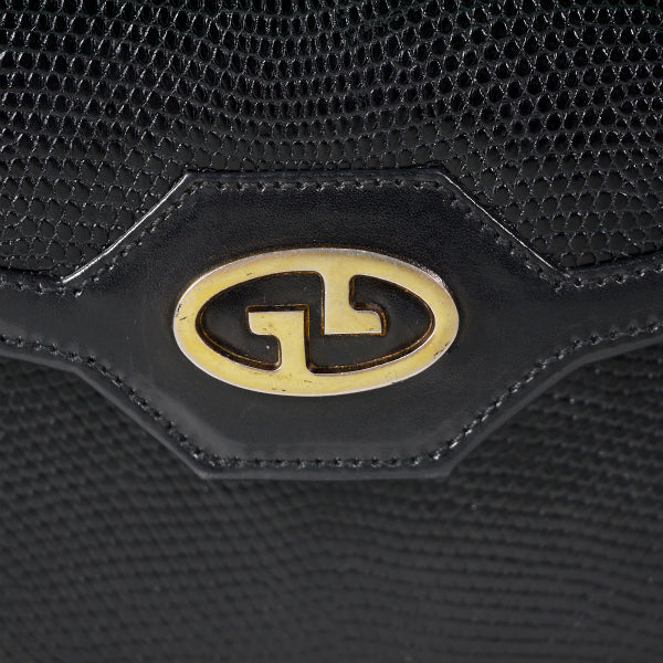 OLD Gucci リザード革 チェーンクラッチ（黒）