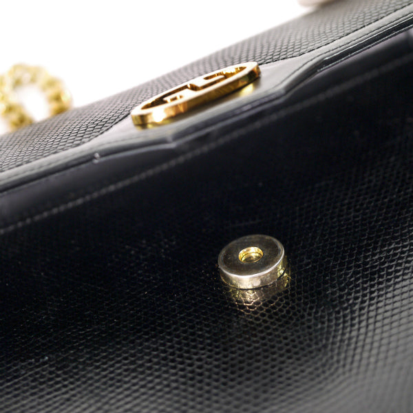 OLD Gucci リザード革 チェーンクラッチ（黒）