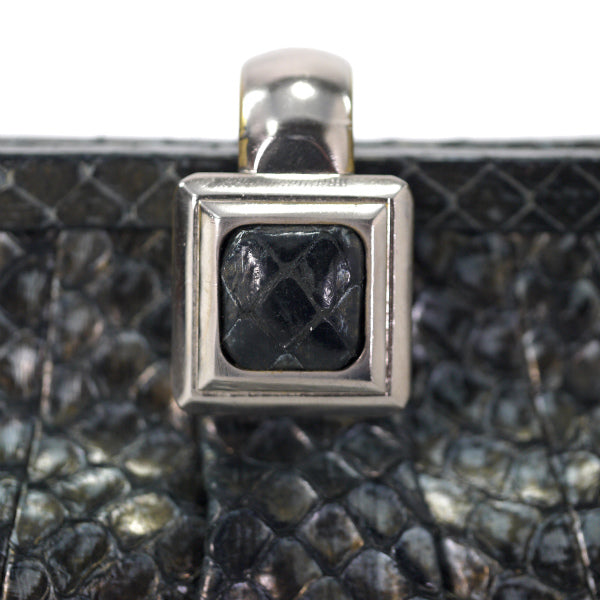 OLD Gucci レア！パイソンがま口チェーンバッグ（黒）