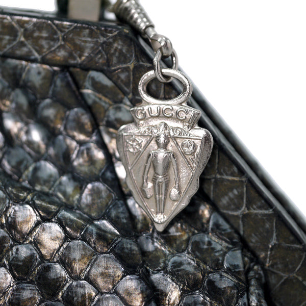 OLD Gucci レア！パイソンがま口チェーンバッグ（黒）