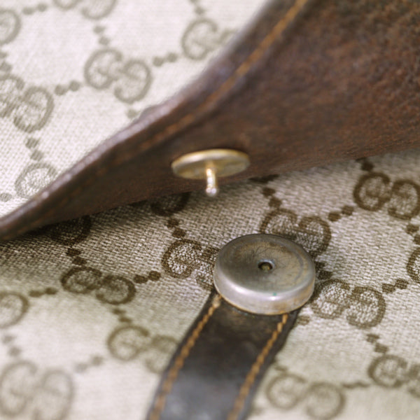 OLD Gucci　GG柄ダブルフラップショルダーバッグ（茶）