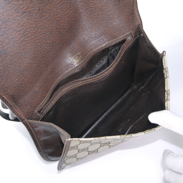 OLD Gucci　GG柄ダブルフラップショルダーバッグ（茶）