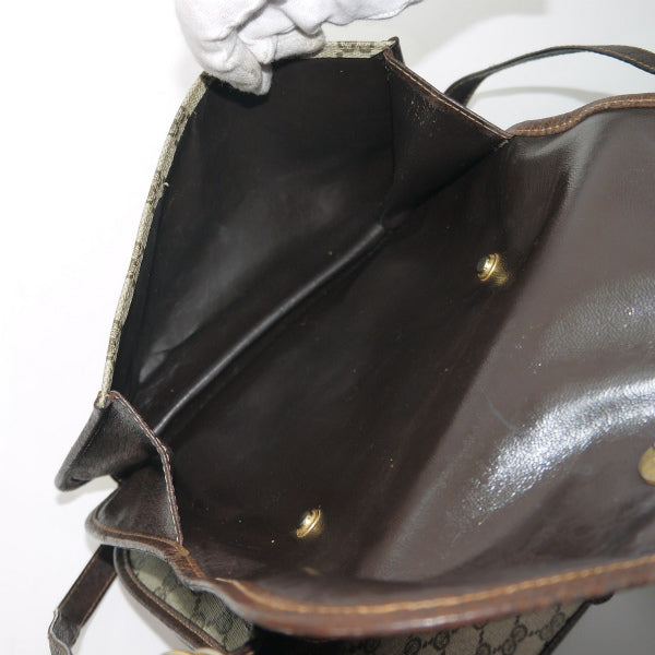 OLD Gucci　GG柄ダブルフラップショルダーバッグ（茶）