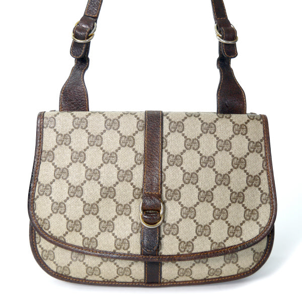 OLD Gucci　GG柄ダブルフラップショルダーバッグ（茶）