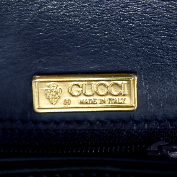 OLD Gucci　総革アコーディオン2WAYチェーンショルダー（紺）