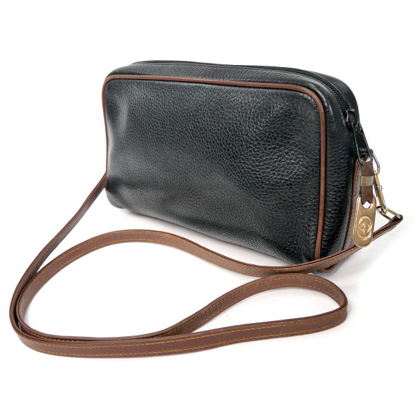 OLD Gucci　型押しレザー2WAYポーチバッグ（黒）