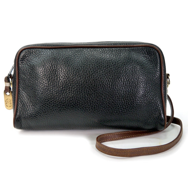 OLD Gucci　型押しレザー2WAYポーチバッグ（黒）