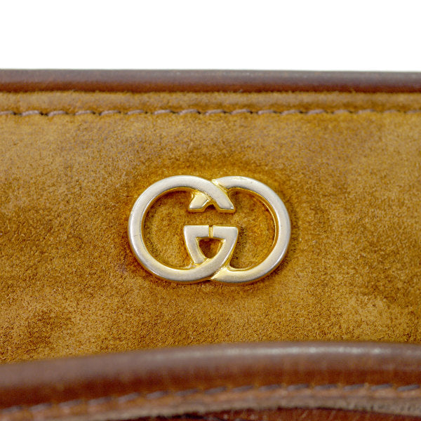 OLD Gucci 異素材MIX 総革Wショルダーポシェット（チョコ）