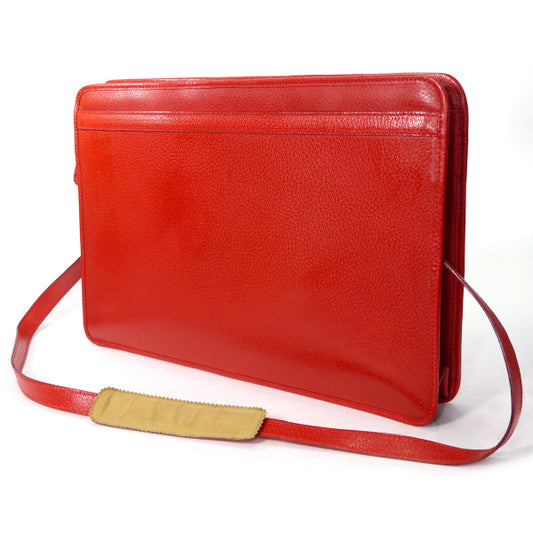 OLD Gucci 総革ショルダー付ブリーフケース（赤）