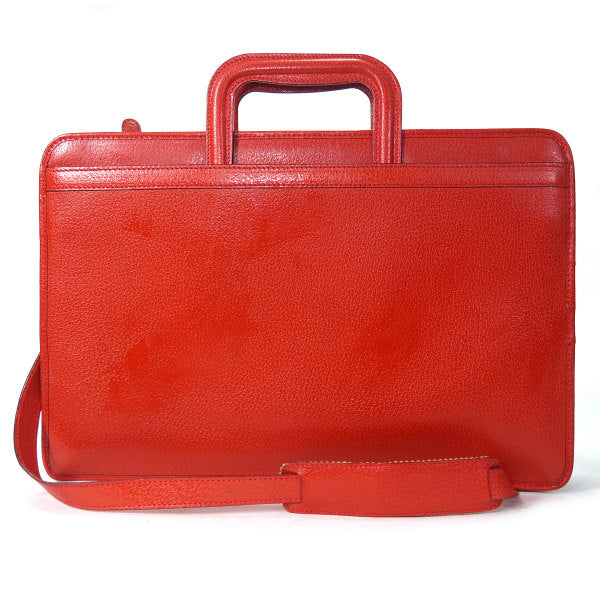 OLD Gucci 総革ショルダー付ブリーフケース（赤）