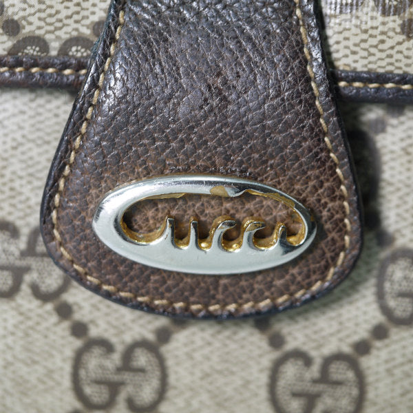 OLD Gucci 70s筆記体ロゴ金具ショルダ−バッグ（茶）