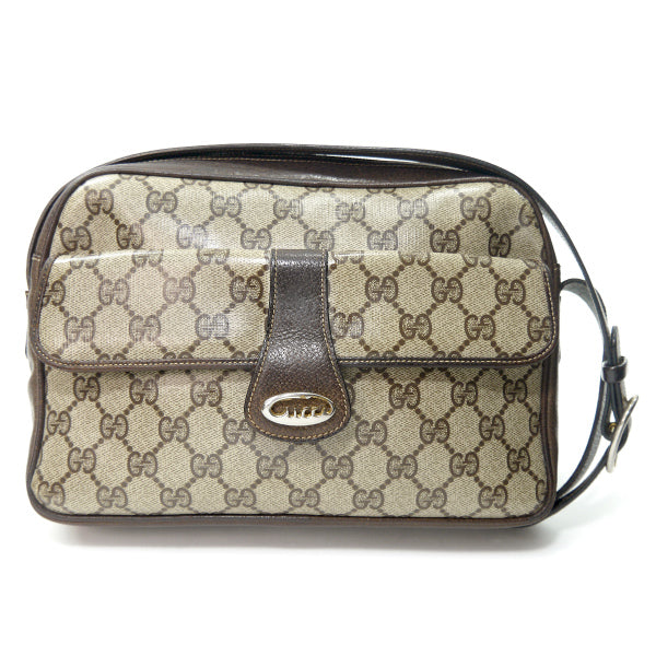 OLD Gucci 70s筆記体ロゴ金具ショルダ−バッグ（茶）
