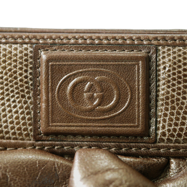 OLD Gucci レア!ドレープ仕様レザーパーティバッグ（ゴールド）