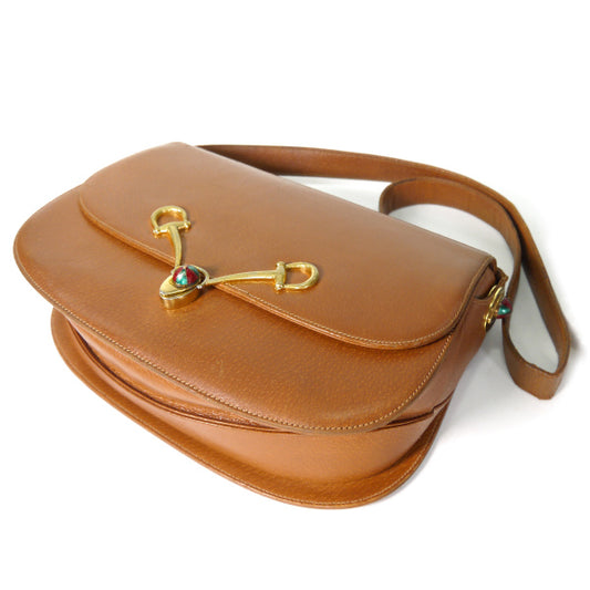 OLD Gucci　ピグスキン ビット×キャップ金具ショルダー（キャメル）