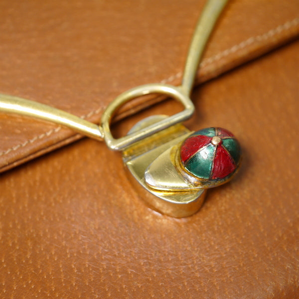OLD Gucci　ピグスキン ビット×キャップ金具ショルダー（キャメル）