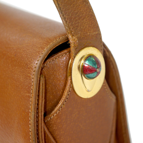 OLD Gucci　ピグスキン ビット×キャップ金具ショルダー（キャメル）