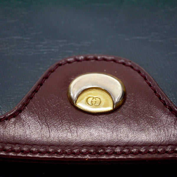 OLD Gucci バイカラー総革2WAYバッグ（ボルドー×紺）
