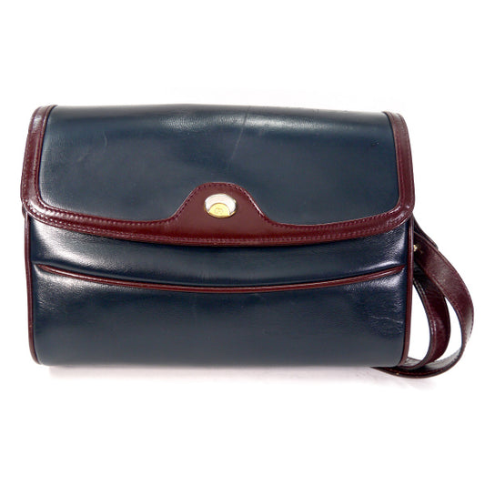 OLD Gucci バイカラー総革2WAYバッグ（ボルドー×紺）