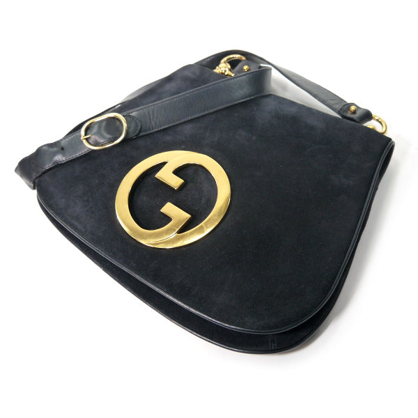 OLD Gucci  ７０sスエード インターロッキングGショルダー（紺）