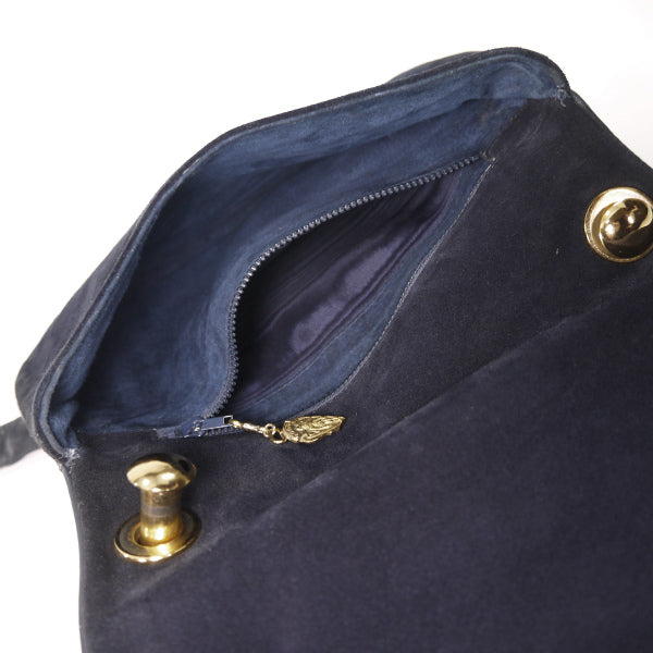 OLD Gucci  ７０sスエード インターロッキングGショルダー（紺）