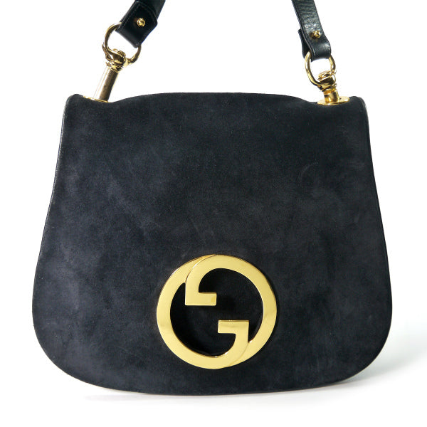 OLD Gucci  ７０sスエード インターロッキングGショルダー（紺）