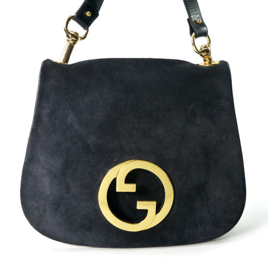 OLD Gucci  ７０sスエード インターロッキングGショルダー（紺）
