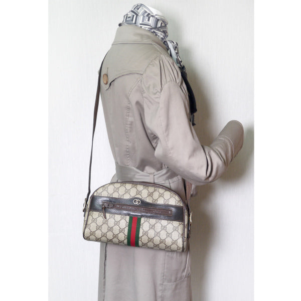 OLD Gucci　カマボコ型シェリー2WAYバッグ（茶）