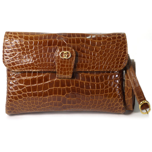 OLD Gucci　最高級クロコダイル 2WAYミニバッグ（茶）