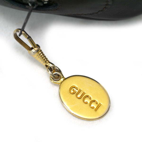 OLD Gucci　レザーGGロゴミニポーチ（濃茶）