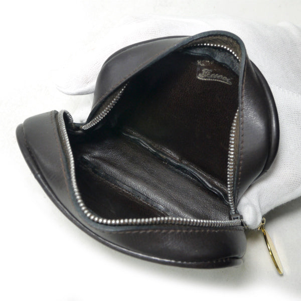 OLD Gucci　レザーGGロゴミニポーチ（濃茶）