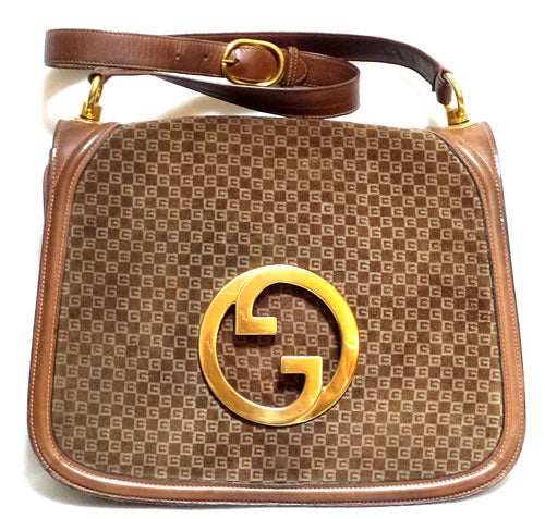 OLD Gucci ７０ｓデカG 金具ワンショルダー(キャメル）