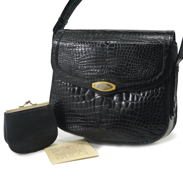 OLD Gucci　最高級クロコダイル 2WAYショルダー（黒）
