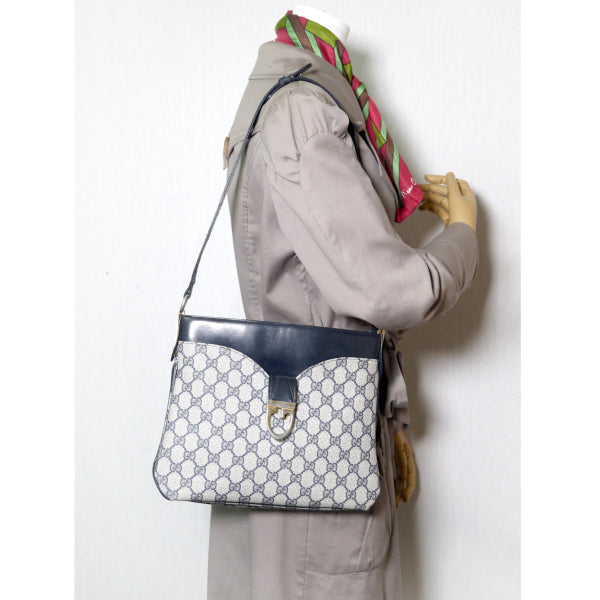 OLD Gucci　GG柄2WAYG金具ショルダーバッグ（青）