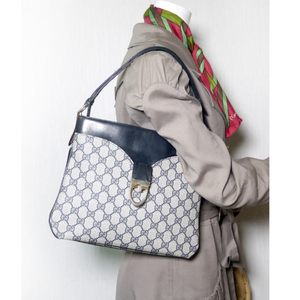 OLD Gucci　GG柄2WAYG金具ショルダーバッグ（青）