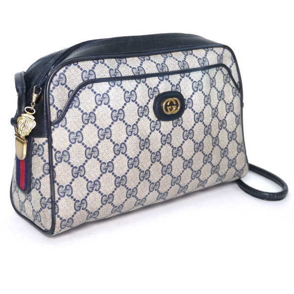 OLD Gucci サイドシェリーGG柄ショルダー（青）