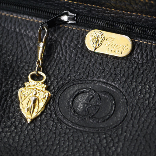 OLD Gucci  型押しコンビカラーショルダー（黒）