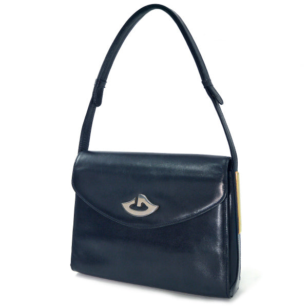 OLD Gucci　総革レアG金具2WAYショルダー（濃紺）