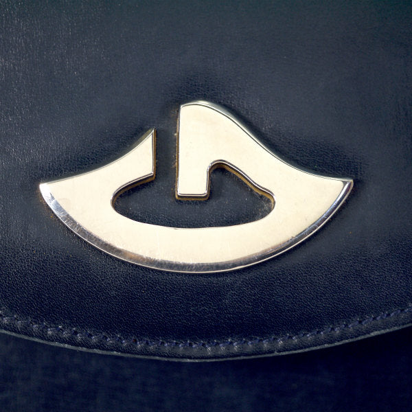 OLD Gucci　総革レアG金具2WAYショルダー（濃紺）