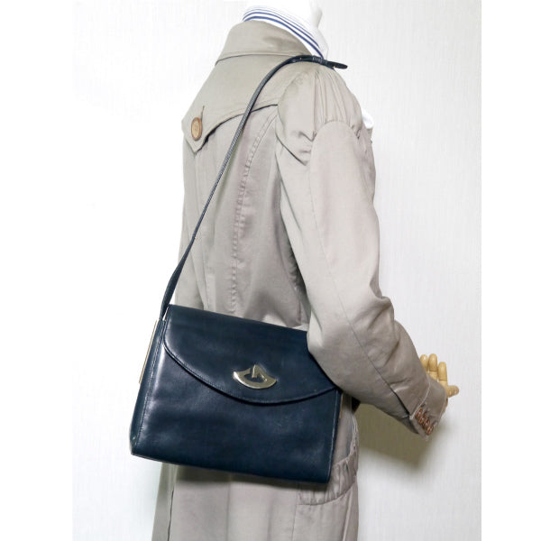 OLD Gucci　総革レアG金具2WAYショルダー（濃紺）