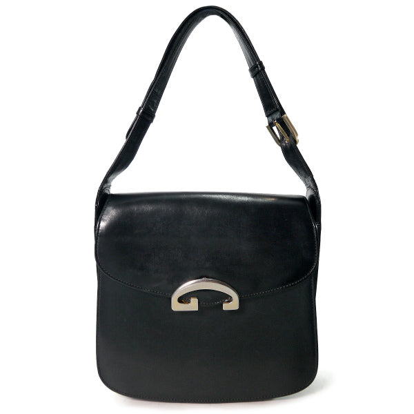 OLD Gucci スクエア総革G金具ショルダ−（黒）