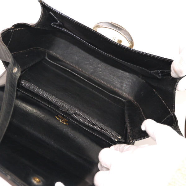 OLD Gucci スクエア総革G金具ショルダ−（黒）