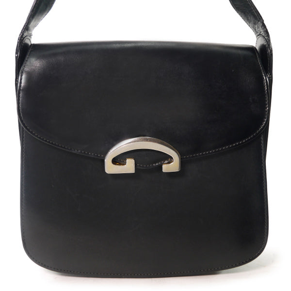 OLD Gucci スクエア総革G金具ショルダ−（黒）