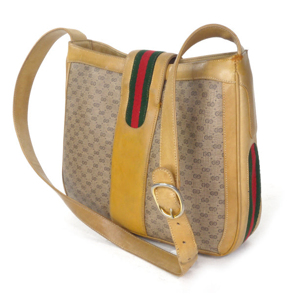 OLD Gucci 80sブーツマーク金具マイクロGGショルダー（キャメル）